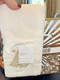 Pottery barn Holiday gold Party Napkin Christmas Tree bird wedding Toile SET 4 .