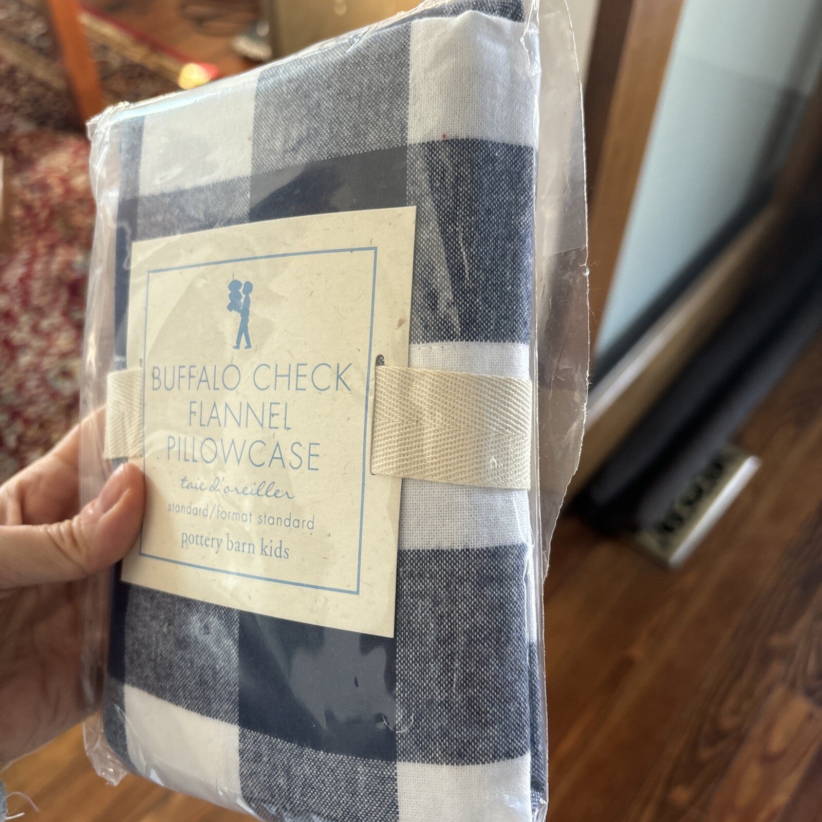 Pottery Barn PILLOWCASE Plaid holiday Buffalo check Black school party Disney  `