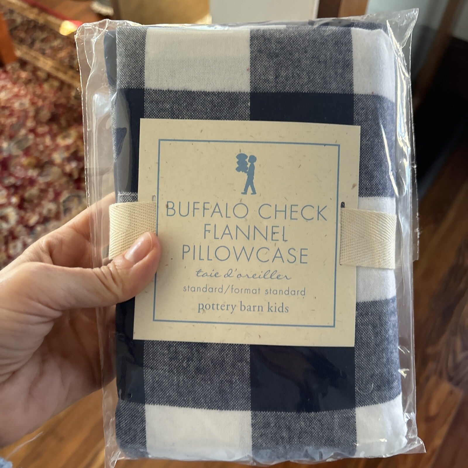 Pottery Barn PILLOWCASE Plaid holiday Buffalo check Black school party Disney  `
