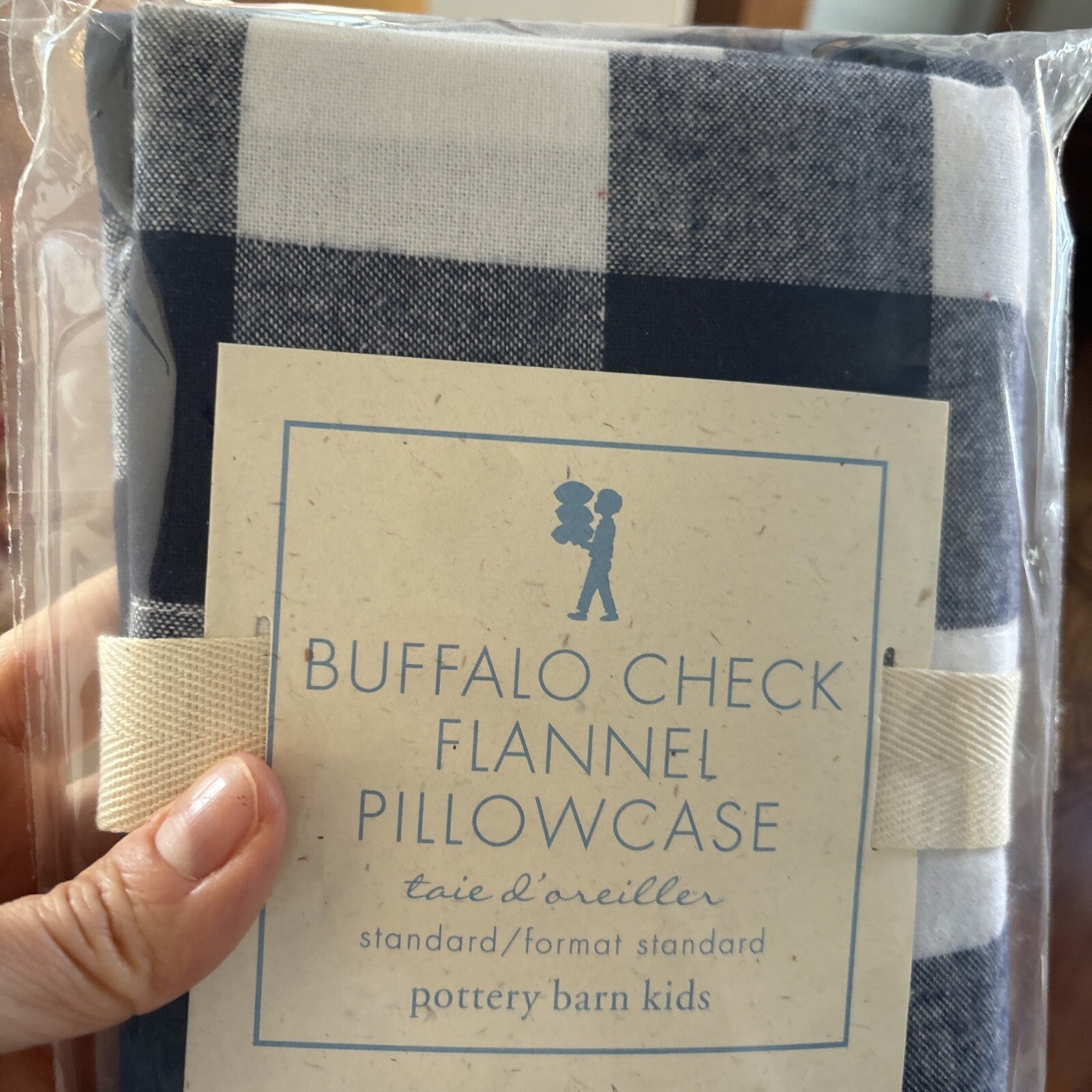Pottery Barn PILLOWCASE Plaid holiday Buffalo check Black school party Disney  `