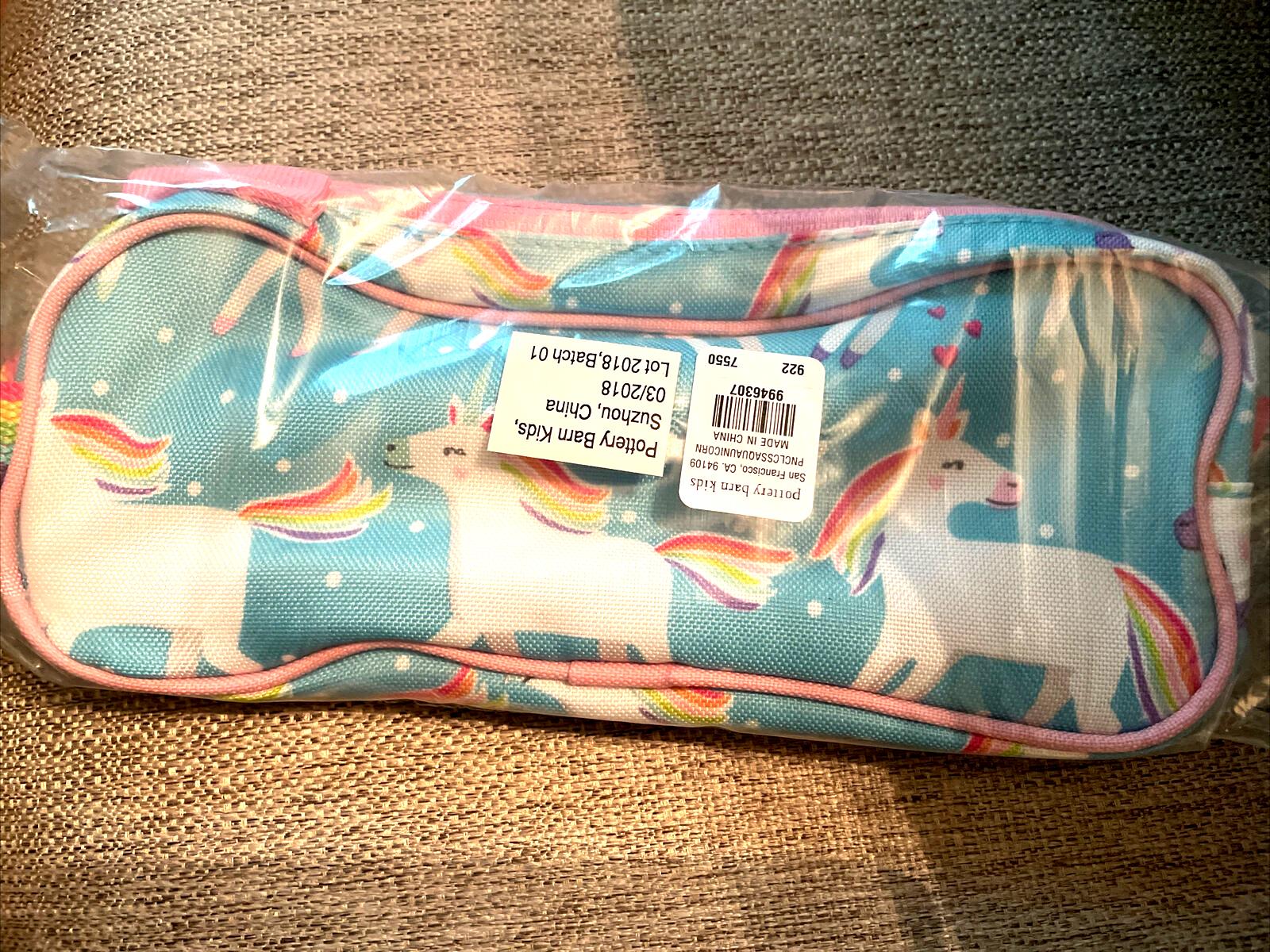 School Disney Pottery barn kids Rainbow UNICORN pencil CASE holiday gift heart .