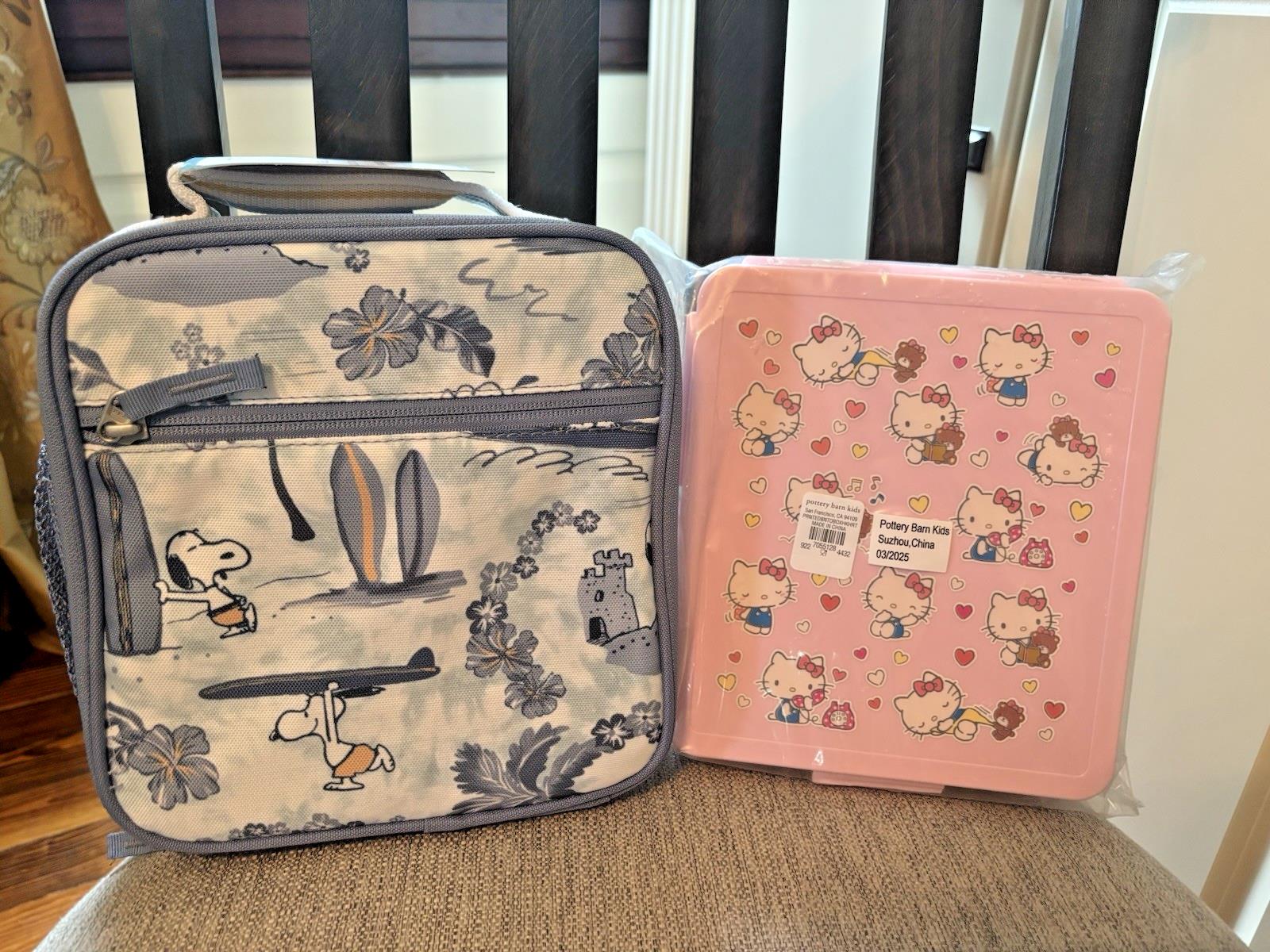 Pottery barn school Snoopy LUNCH BOX+ HELLO KITTY BENTO Disney travel girl cat
