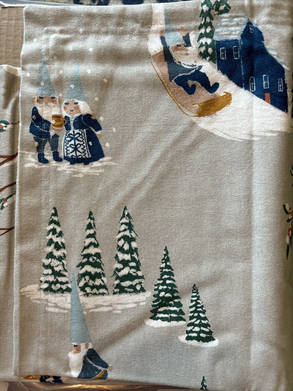 Garnet Hill KING Pillow Sham holiday Disney Winter village ski lodge gift $89 n