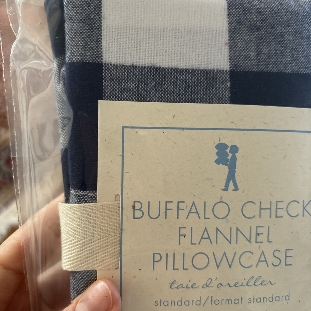 Pottery Barn PILLOWCASE Plaid holiday Buffalo check Black school party Disney  `