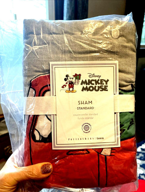 Disney Pottery Barn MICKEY MOUSE Christmas pillow sham holiday gift party star [
