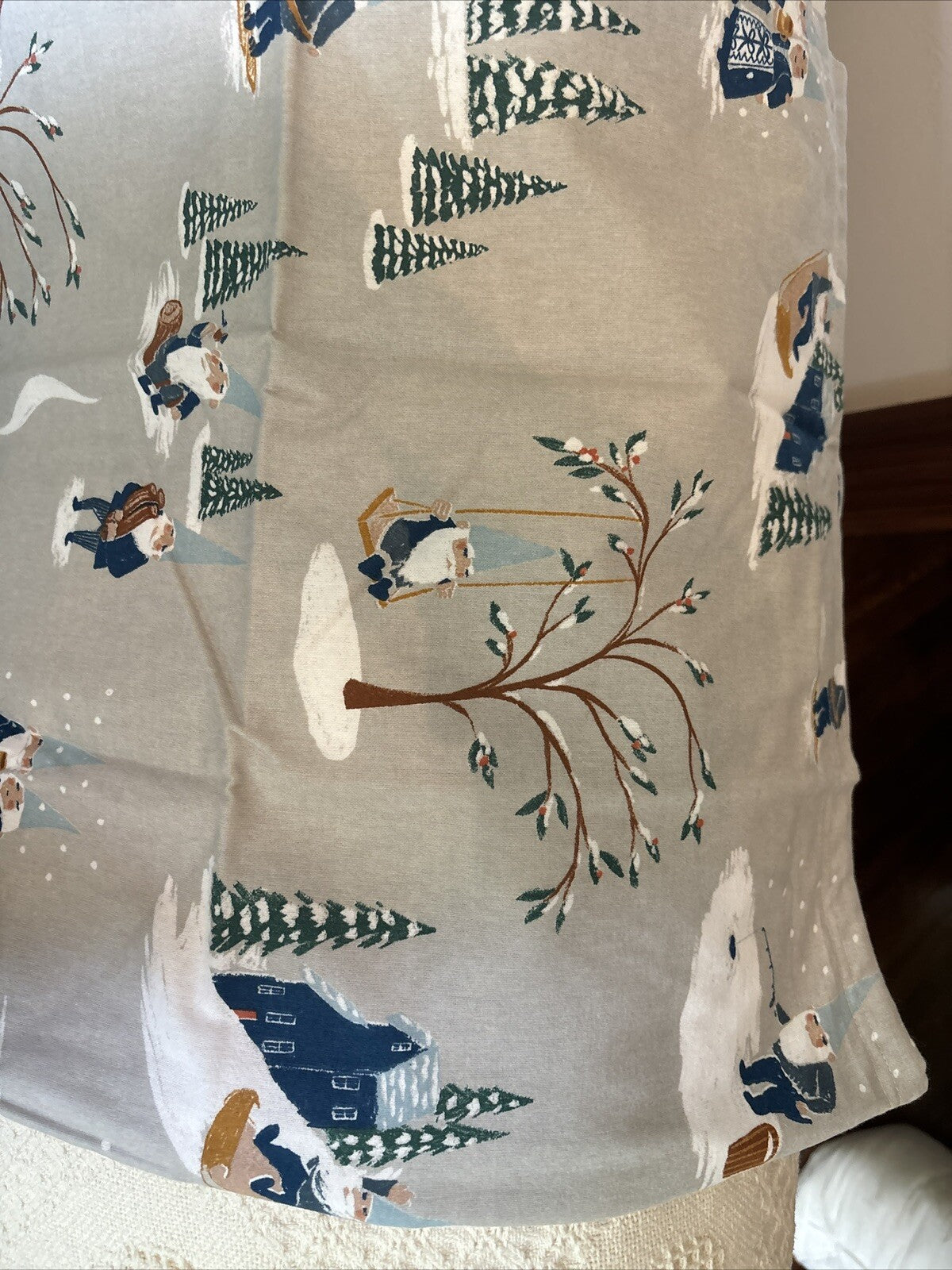 Garnet Hill KING Pillow Sham holiday Disney Winter village ski lodge gift $89 n