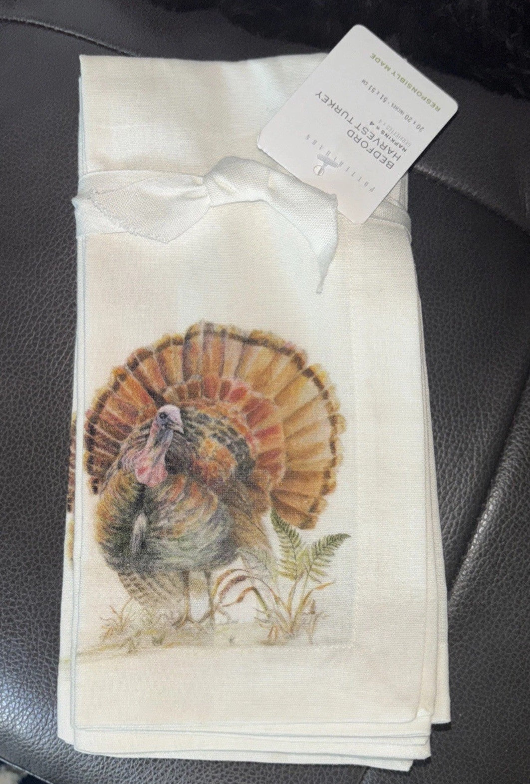 Pottery barn holiday Turkey Christmas party gift Napkin Thanksgiving Mom SET 4