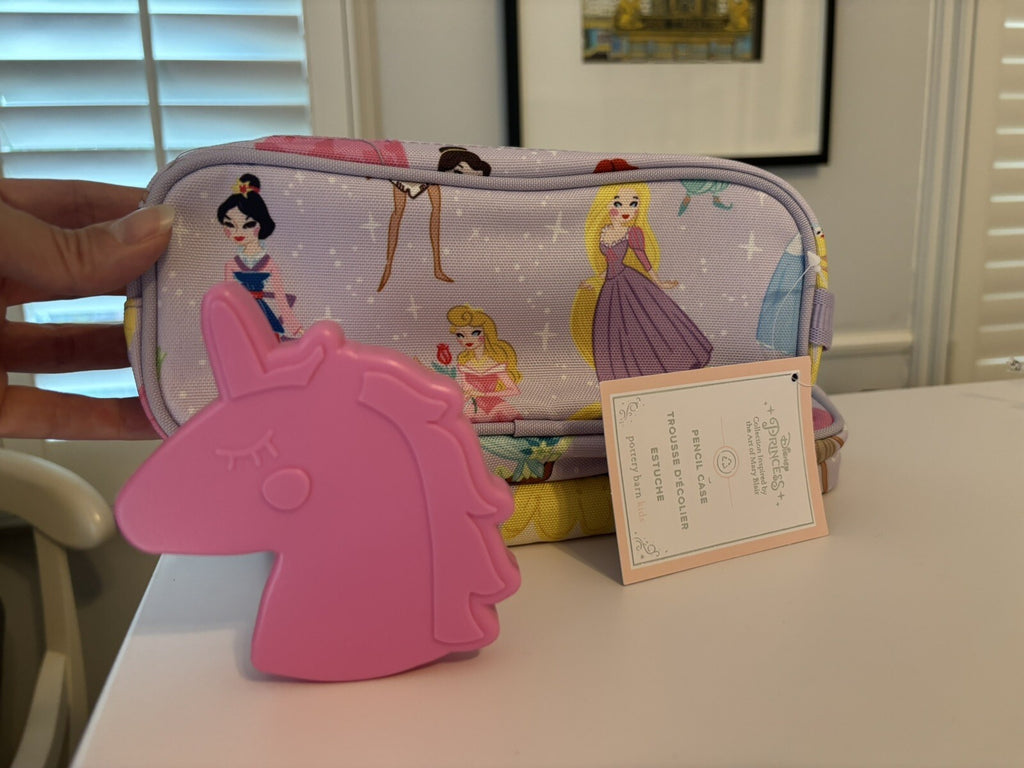 Pottery Barn School DISNEY Princess Cinderella Belle Castle Case+ Unicorn bag