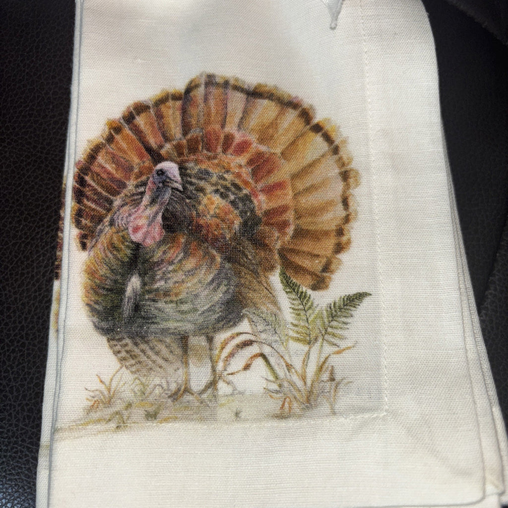 Pottery barn holiday Turkey Christmas party gift Napkin Thanksgiving Mom SET 4