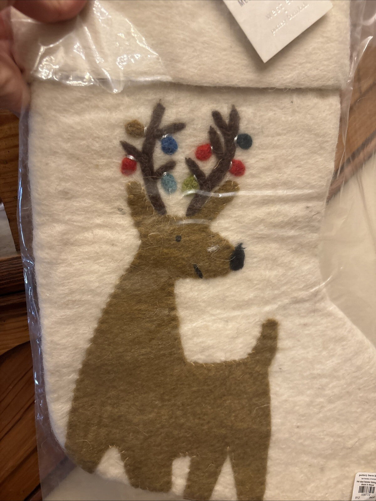 pottery barn Holiday Christmas stocking Reindeer Deer gift party West elm kid