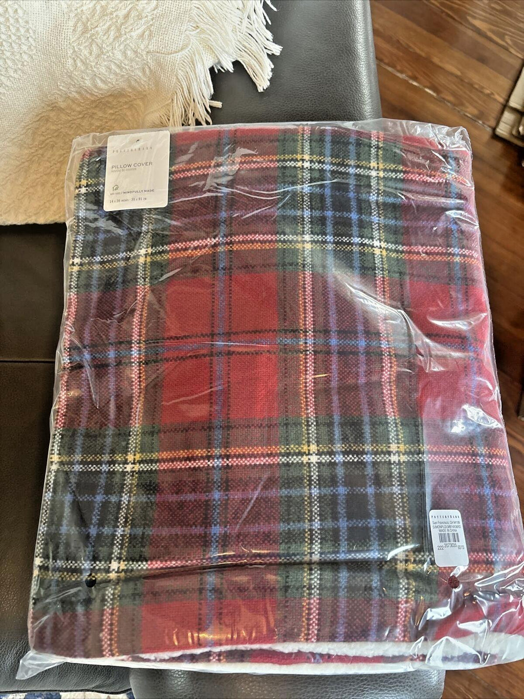 Pottery Barn Plaid Pillow Sham Fur Stewart Simon Holiday party gift Birthday a