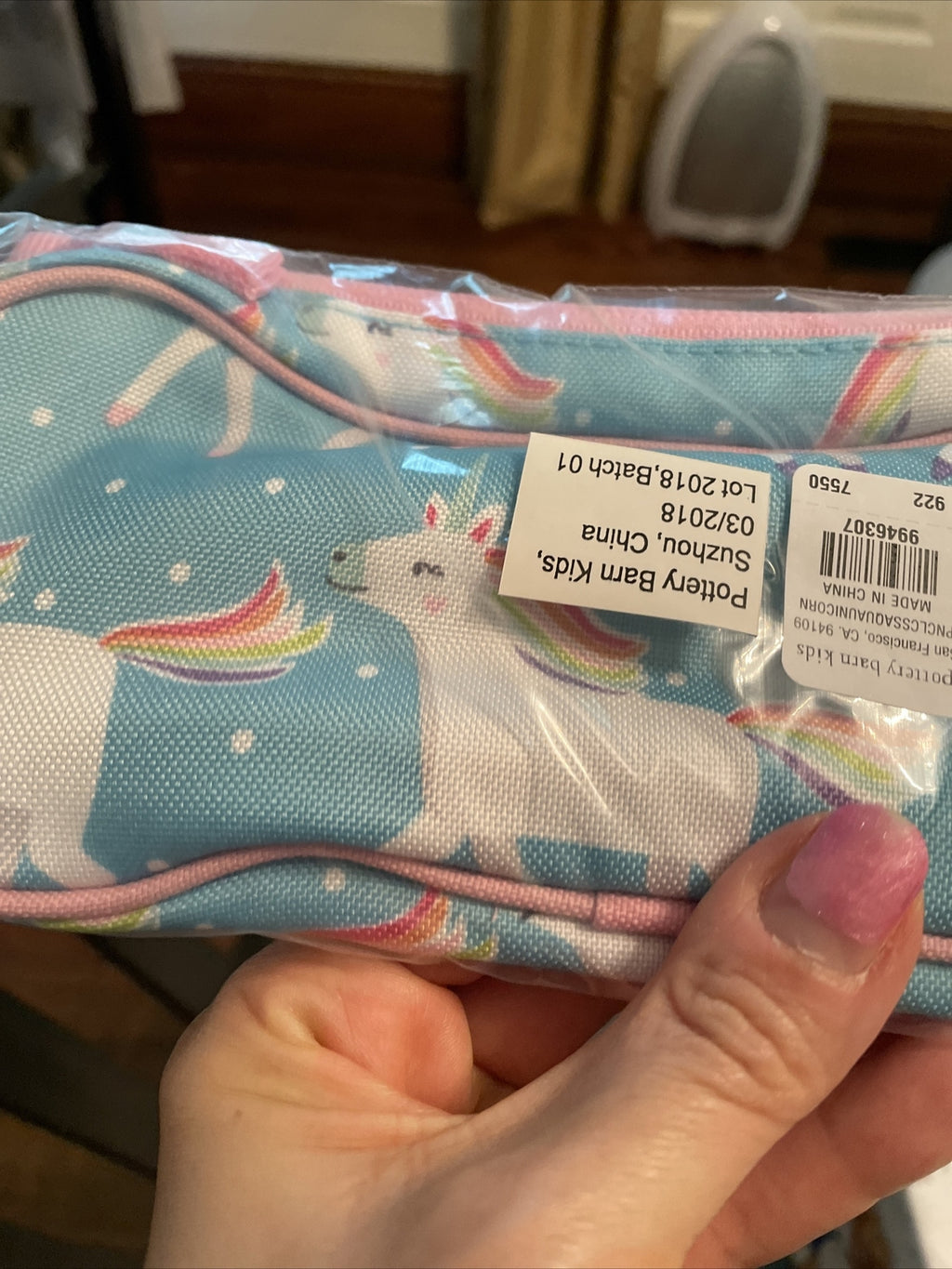 School Disney Pottery barn kids Rainbow UNICORN pencil CASE holiday gift heart .