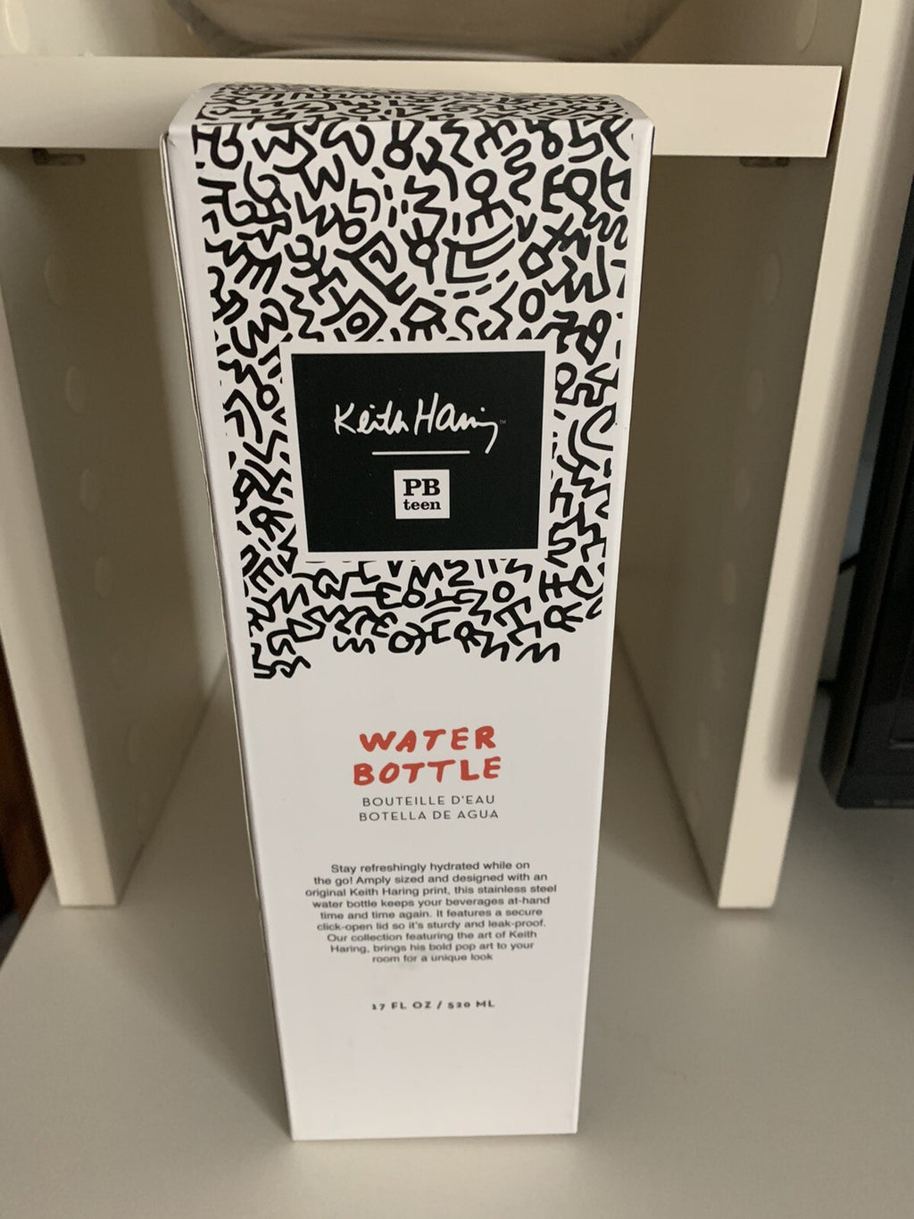 Pottery barn school Keith HAring WATER BOTTLE LARGE cartoon Travel comic boy .