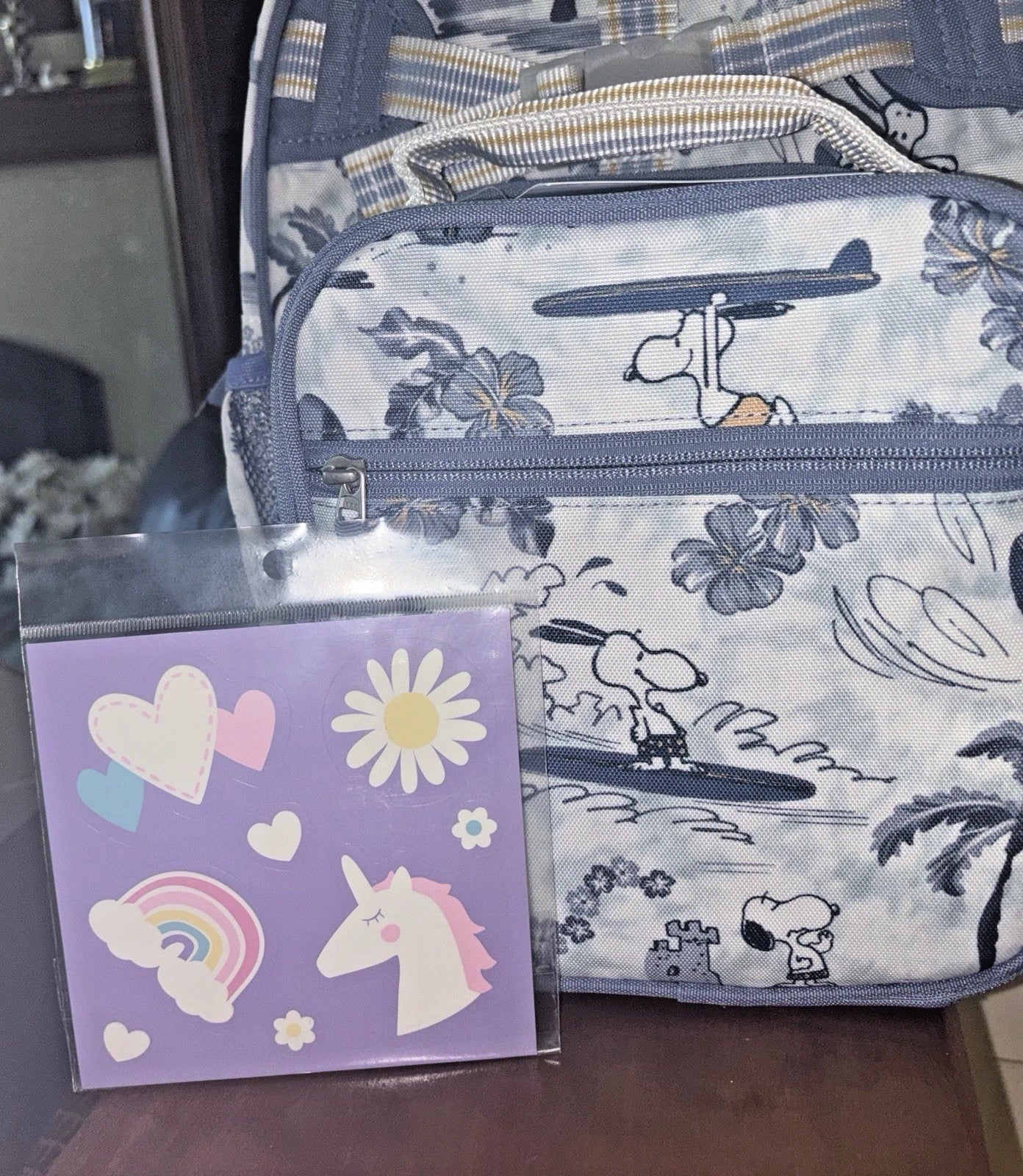 SNOOPY Pottery barn school kids LUNCH Bag Peanuts WATER Disney Travel SET Gift .