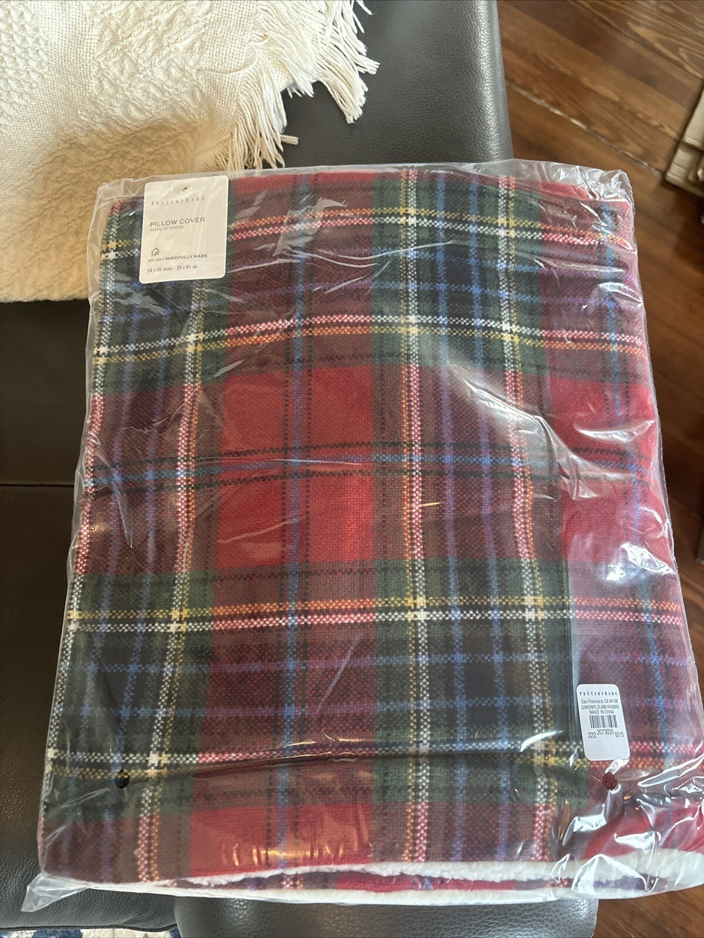 Pottery Barn Plaid Pillow Sham Fur Stewart Simon Holiday party gift Birthday a