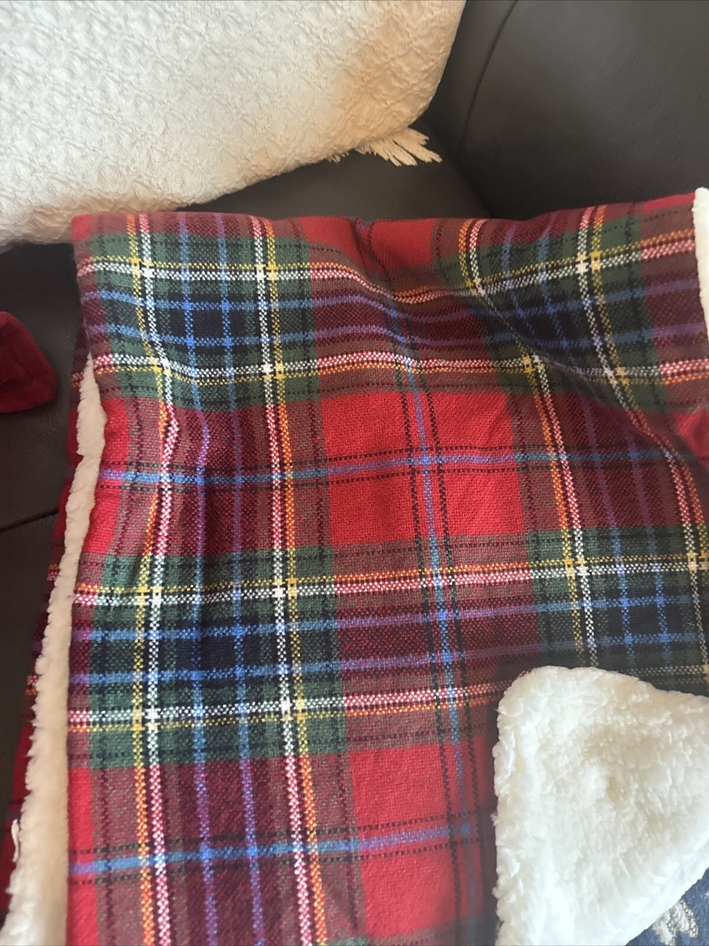 Pottery Barn Plaid Pillow Sham Fur Stewart Simon Holiday party gift Birthday a