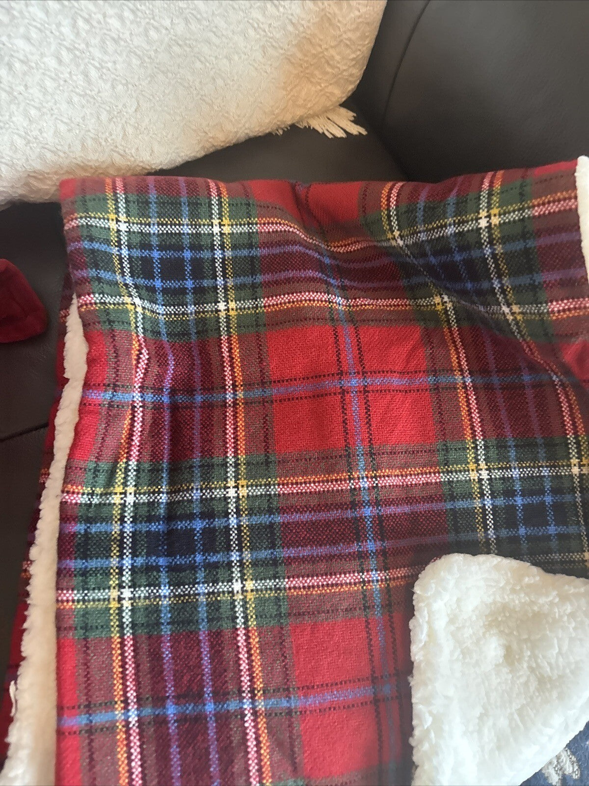 Pottery Barn Plaid Pillow Sham Fur Stewart Simon Holiday party gift Birthday a