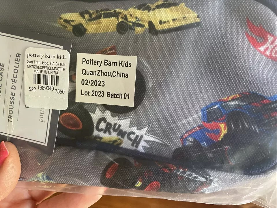 Pottery Barn Hot Wheels Car School disney PENCIL CASE BAG+DINOSAUR Jurassic .