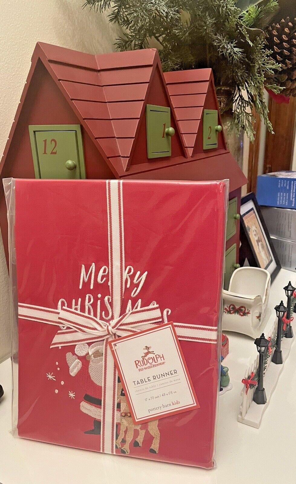 Pottery Barn holiday Christmas ?? Santa Rudolph Disney party Table runner Gift
