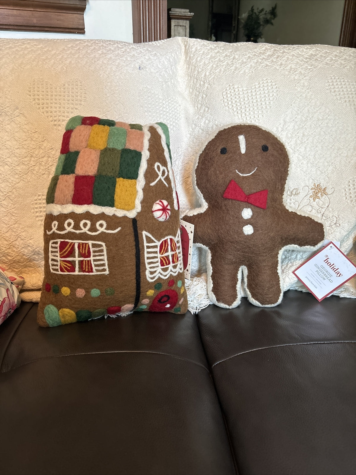 Pottery Barn Gingerbread Disney Christmas Holiday pillow gift set party SET 2 ??