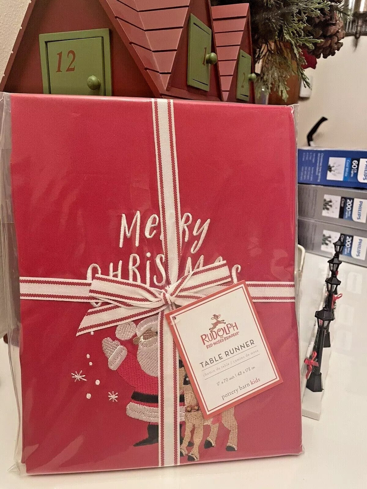 Pottery Barn holiday Christmas ?? Santa Rudolph Disney party Table runner Gift