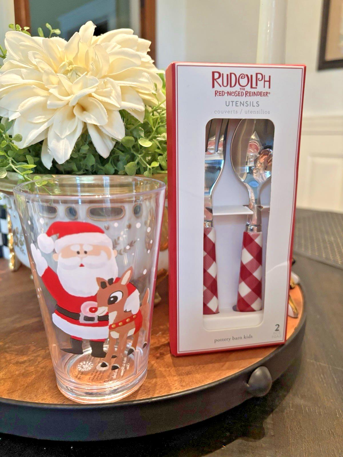 Disney Pottery Barn Holiday party Rudolph Christmas UTENSIL CUP Birthday Kid ??