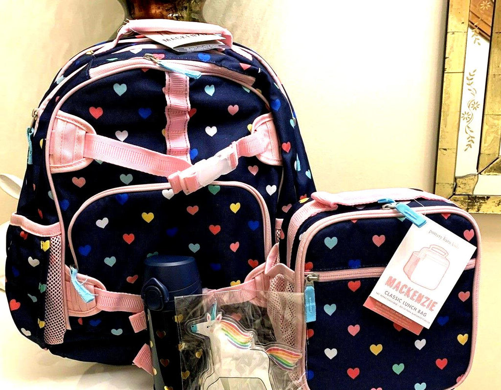 School Pottery Barn kids Disney BACKPACK travel bag+Water +Lunch BOX+Unicorn [