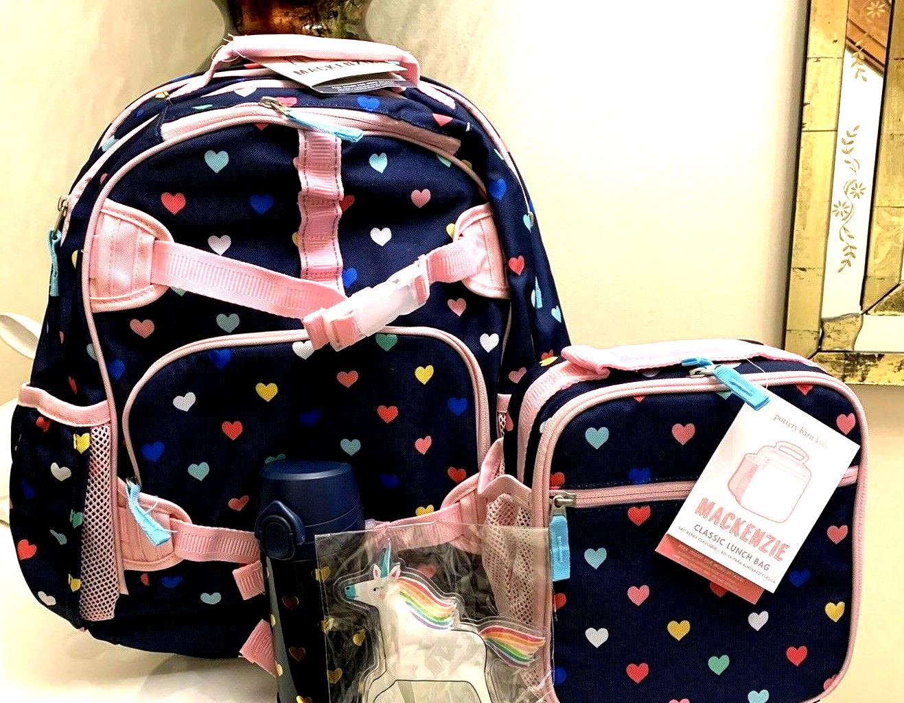 School Pottery Barn kids Disney BACKPACK travel bag+Water +Lunch BOX+Unicorn [
