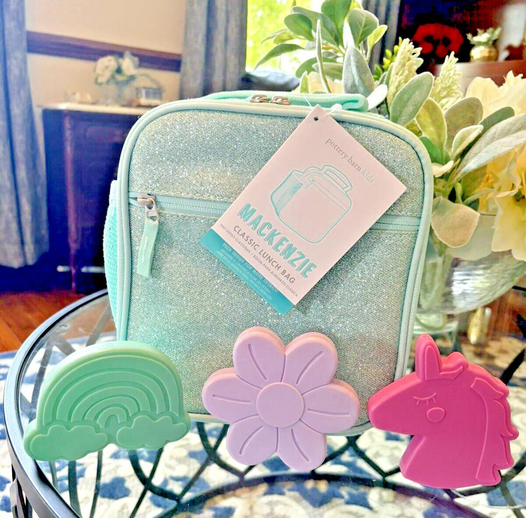 Pottery Barn School Glitter Backpack Disney+LUNCH BOX+ Rainbow ICE girl TRAVEL .