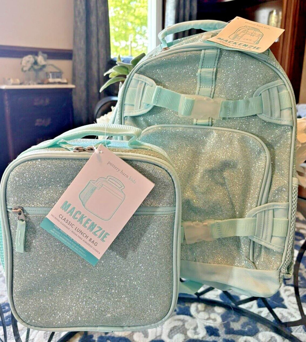 Pottery Barn School Glitter Backpack Disney+LUNCH BOX+ Rainbow ICE girl TRAVEL .
