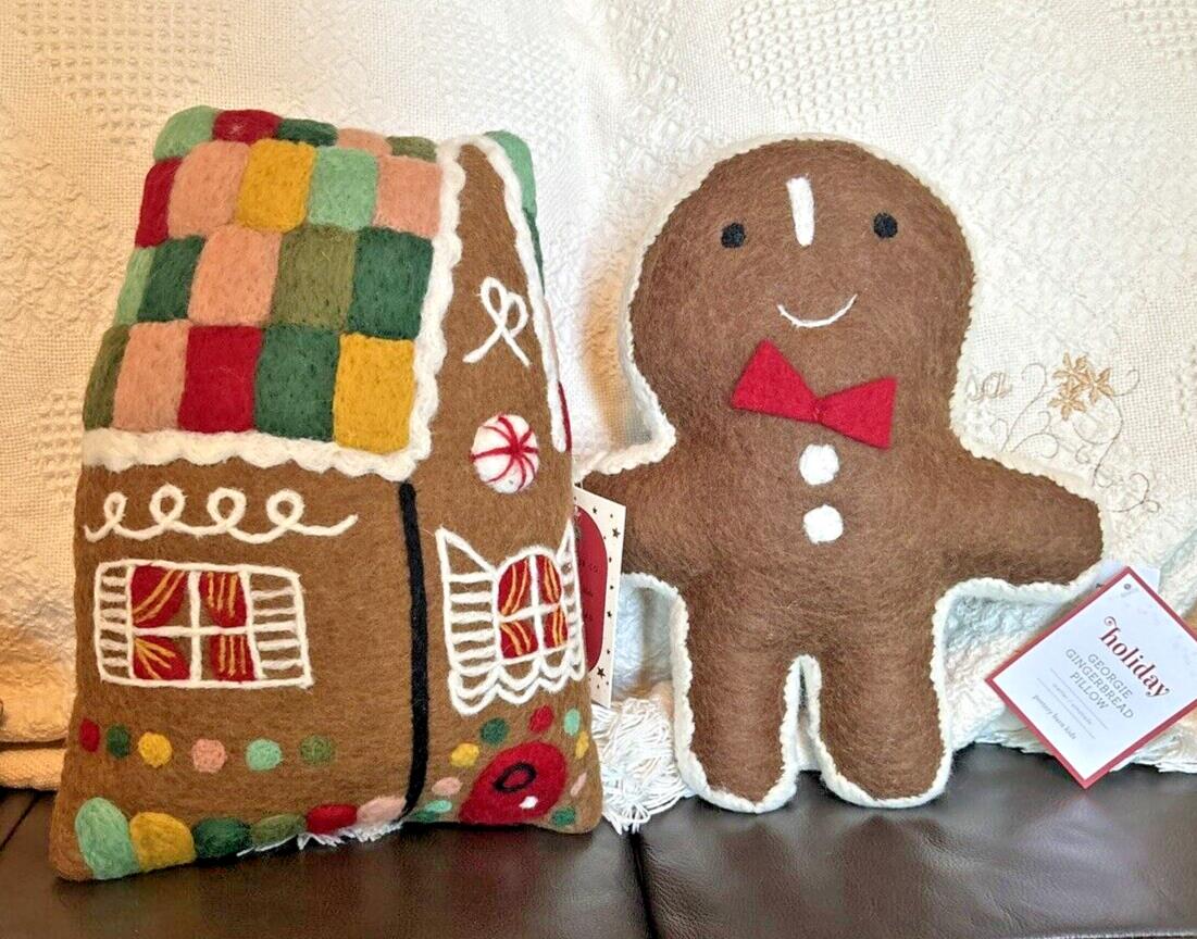Pottery Barn Gingerbread Disney Christmas Holiday pillow gift set party SET 2 ??