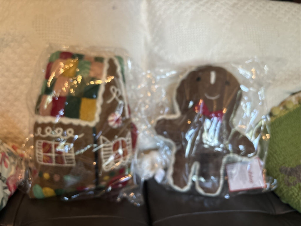 Pottery Barn Gingerbread Disney Christmas Holiday pillow gift set party SET 2 ??