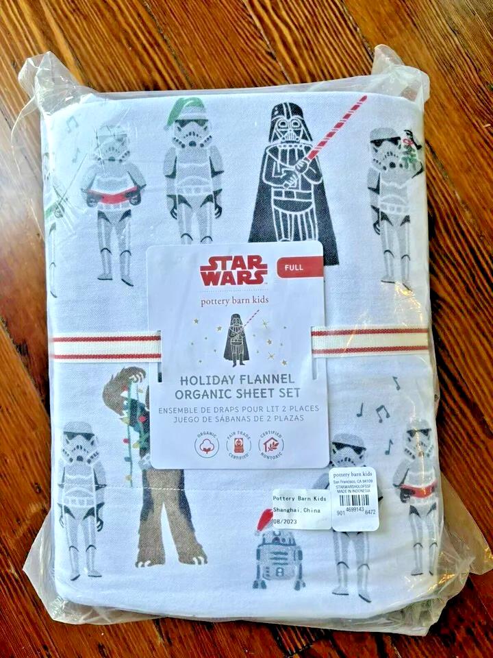 Pottery Barn Kids STAR WARS HOLIDAY FULL Sheet Set Christmas SCHOOL KID DISNEY ,