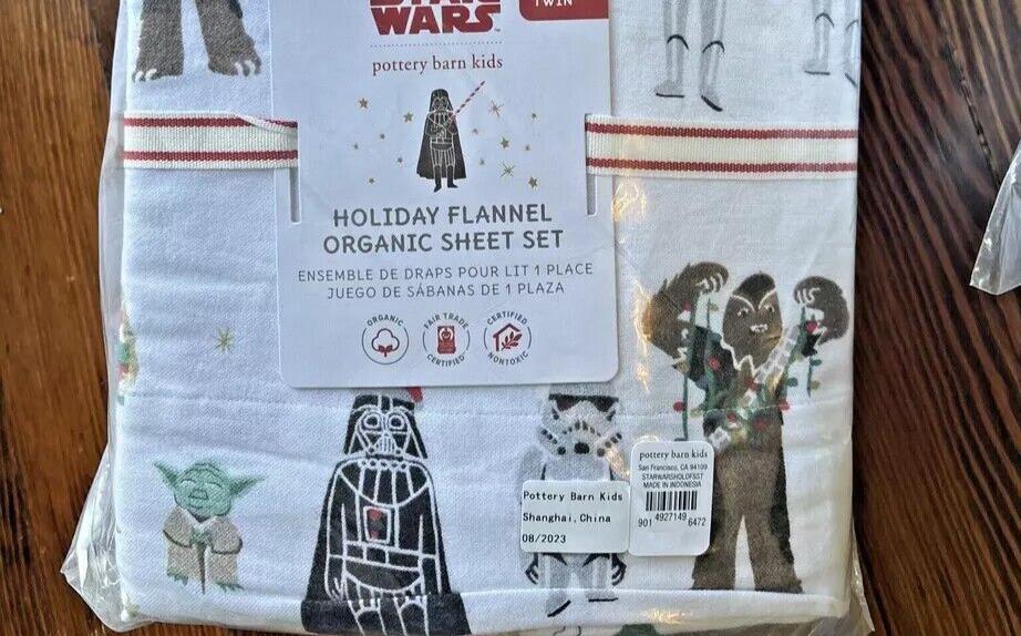 Pottery Barn Kids STAR WARS HOLIDAY FULL Sheet Set Christmas SCHOOL KID DISNEY ,
