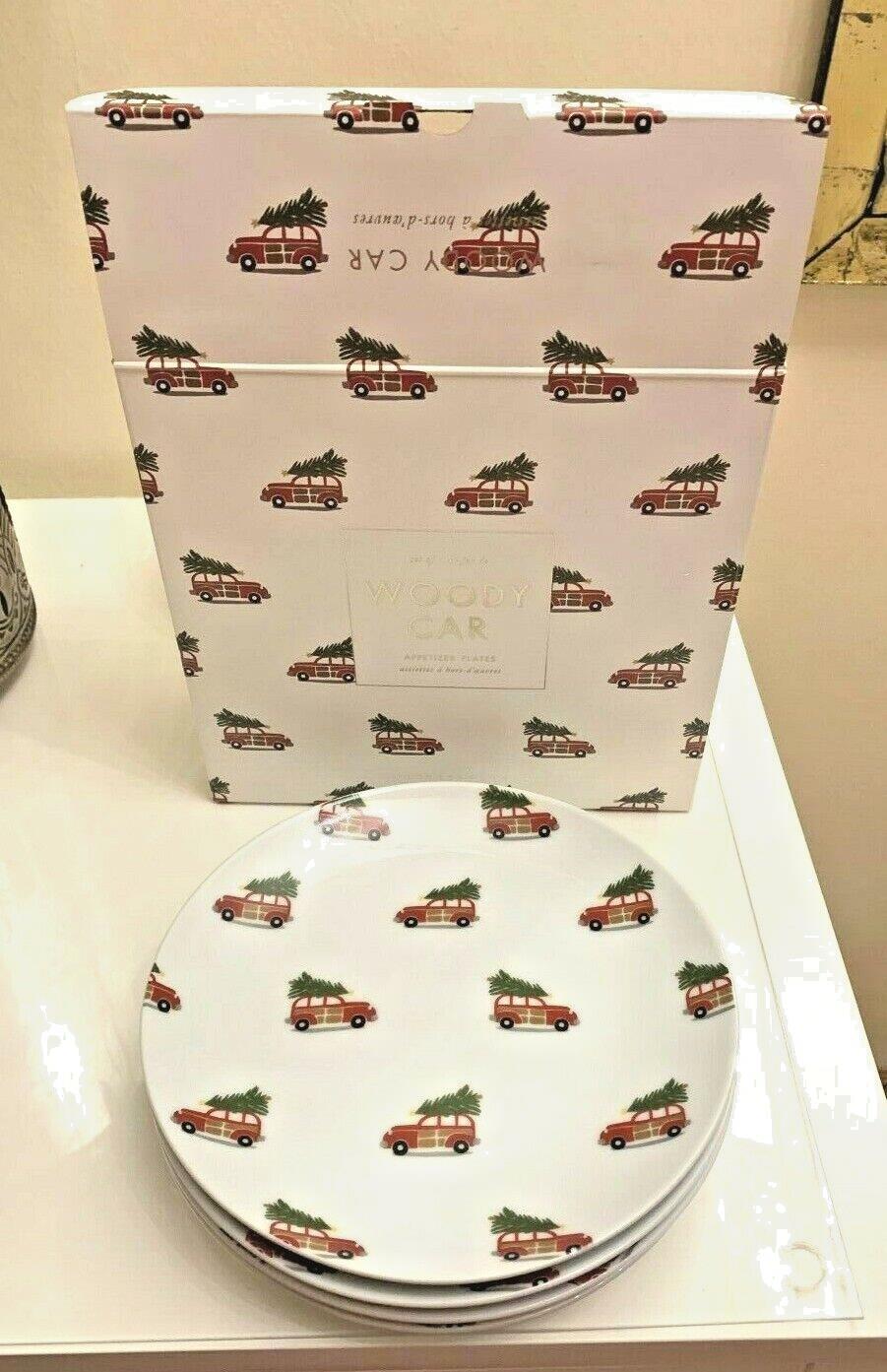 Pottery Barn holiday Plate Christmas party appetizer dessert kid SET 4 \