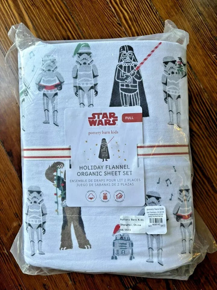 Pottery Barn Kids STAR WARS HOLIDAY FULL Sheet Set Christmas SCHOOL KID DISNEY ,