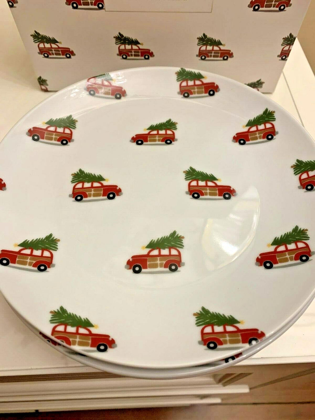 Pottery Barn holiday Plate Christmas party appetizer dessert kid SET 4 \