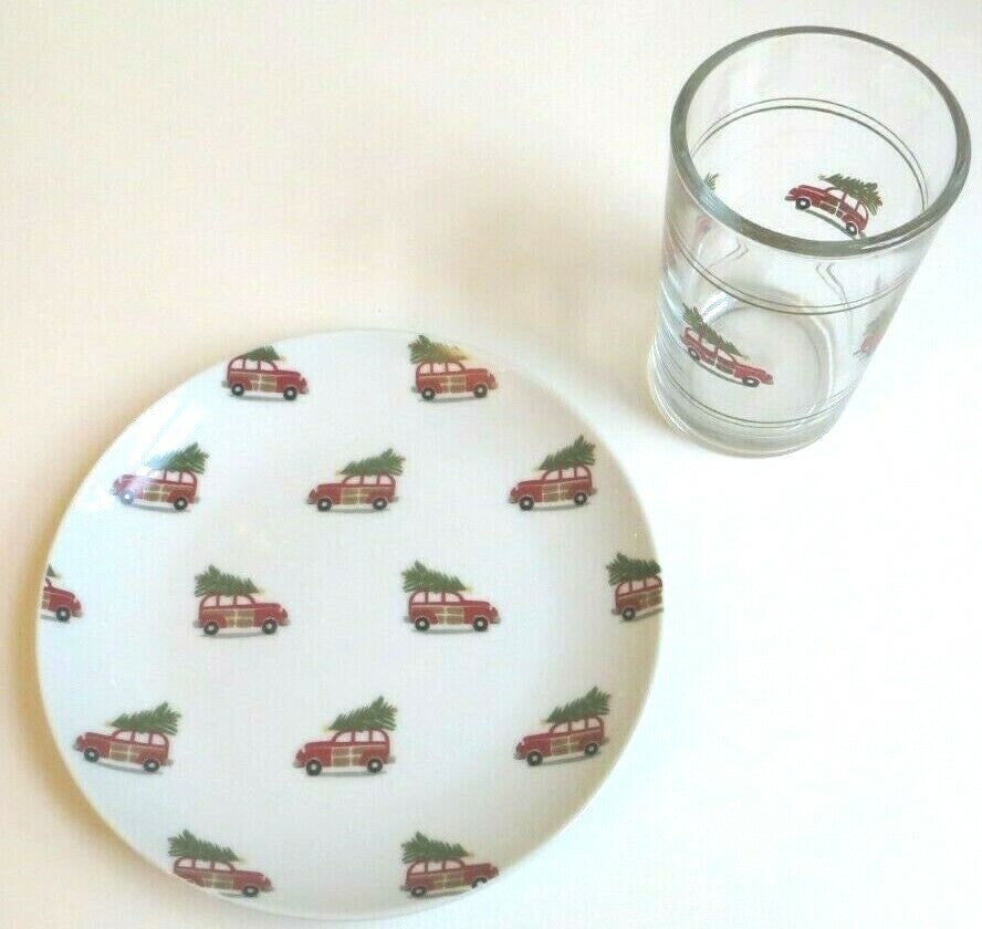 Pottery Barn holiday Plate Christmas party appetizer dessert kid SET 4 \