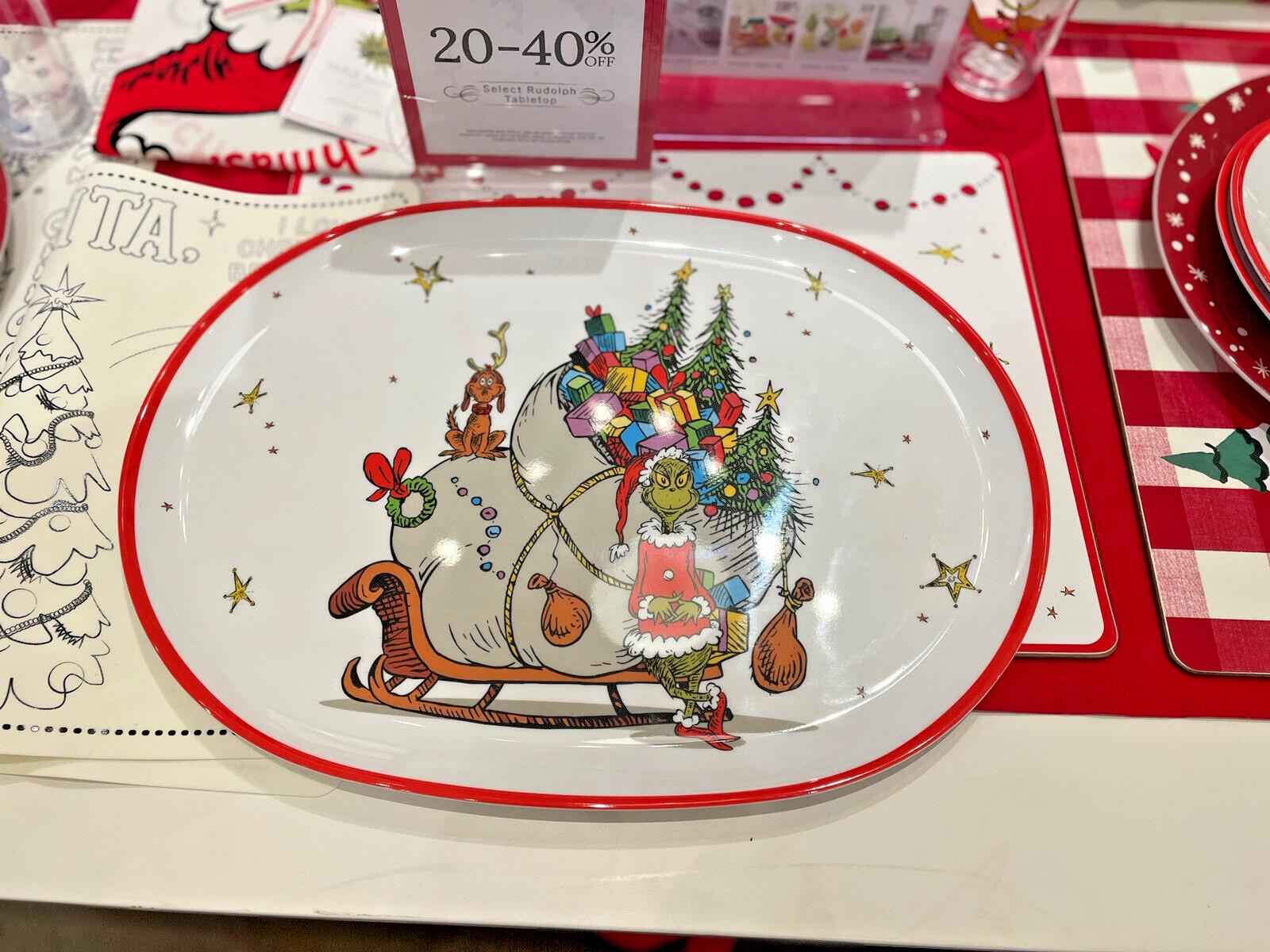 Pottery Barn GRINCH Holiday platter Christmas party plate gift tray Disney  -