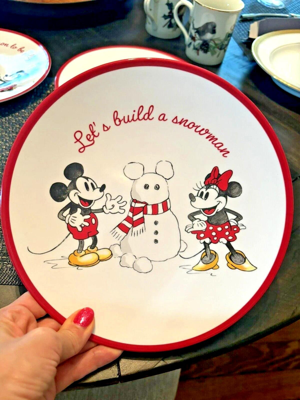 Pottery Barn Holiday Mickey Mouse Christmas Disney Dinner plate Kid party gift