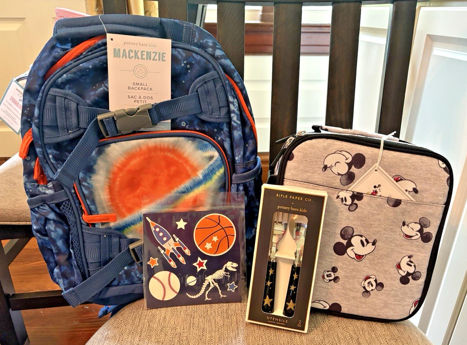 School Pottery barn Kid Disney Mickey Space BACKPACK LUNCH Dinosaur travel BAG .