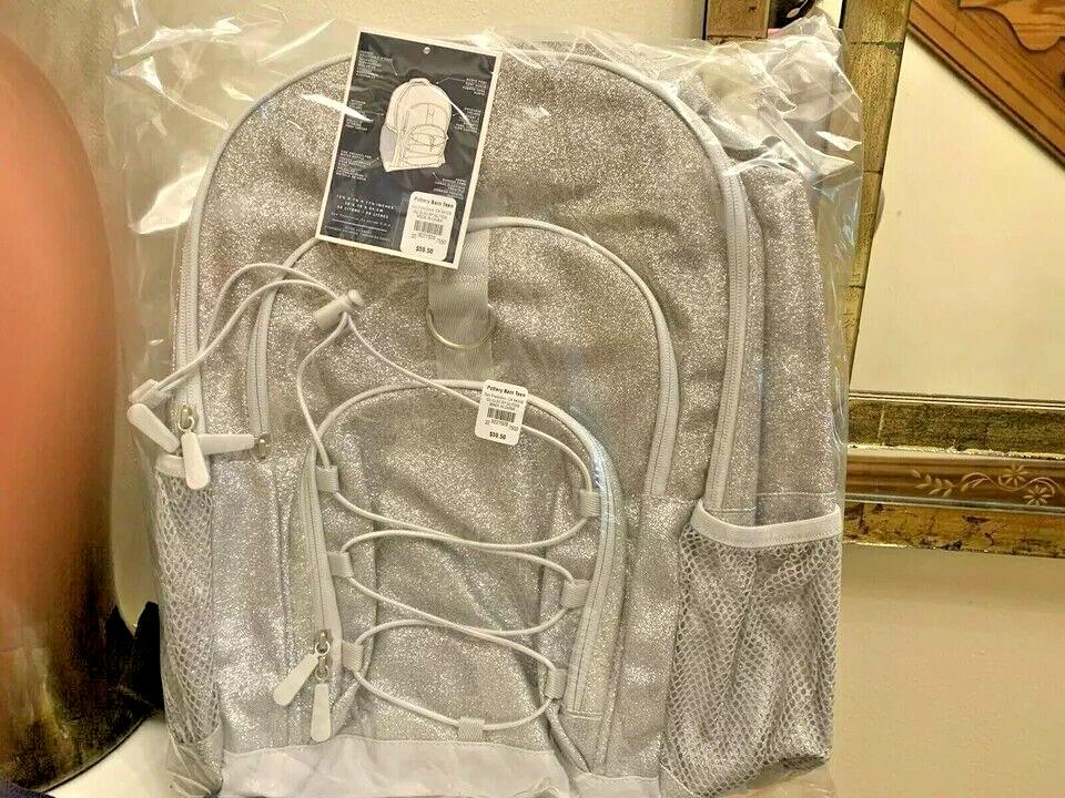 Pottery Barn LARGE Backpack Gear Up Ombre Glitter School silver Gold girl .
