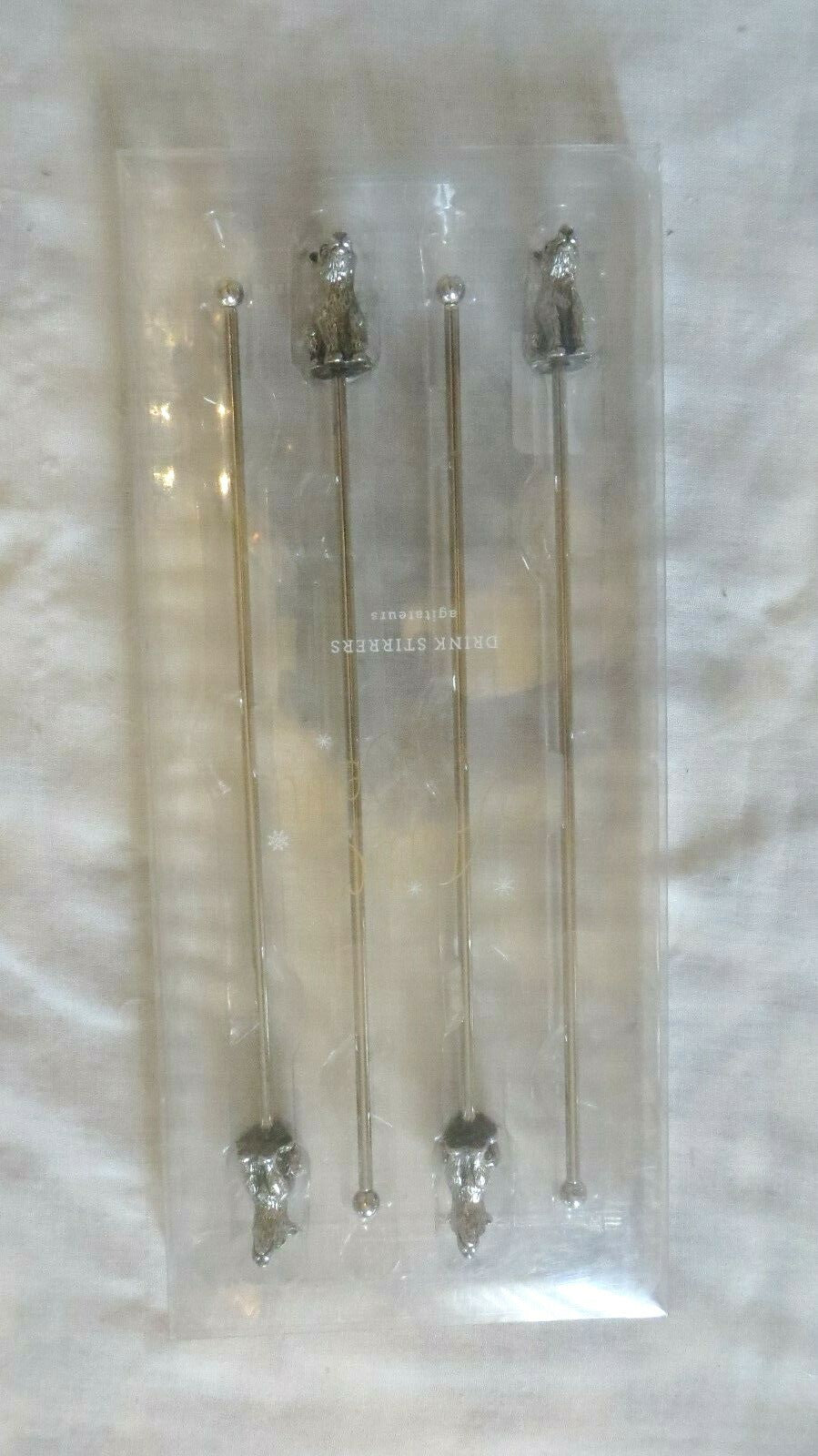 Pottery Barn TEddy Bear Cocktail Bar Gift holiday lodge party Birthday ??Set 4 '
