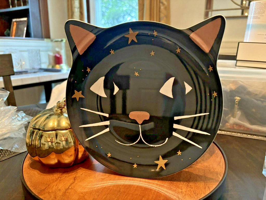 Pottery Barn Disney Plate+Utensil Halloween Holiday party school kid cat SET 8 `