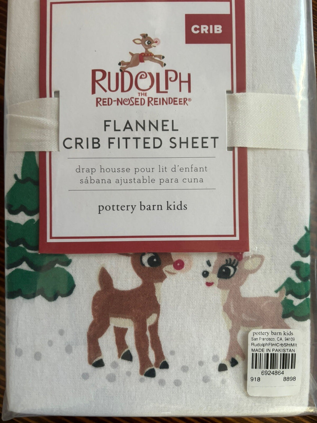 Pottery barn Holiday Christmas Rudolph Crib Toddler SHEET baby kid Disney gift '