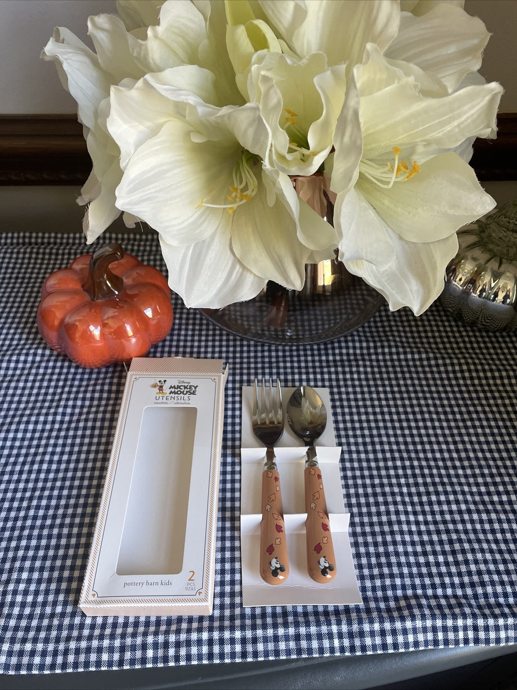 school Pottery Barn Disney Mickey Mouse holiday Utensil Set gift party kids -[
