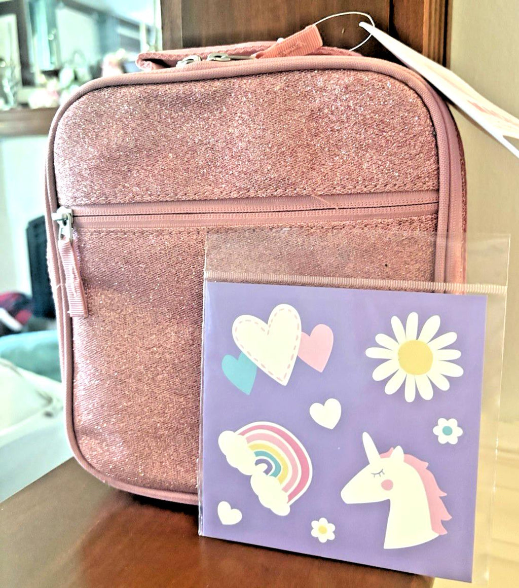 Pottery Barn school Disney LUNCH BOX bag Travel girl+Unicorn rainbow kid ??  [