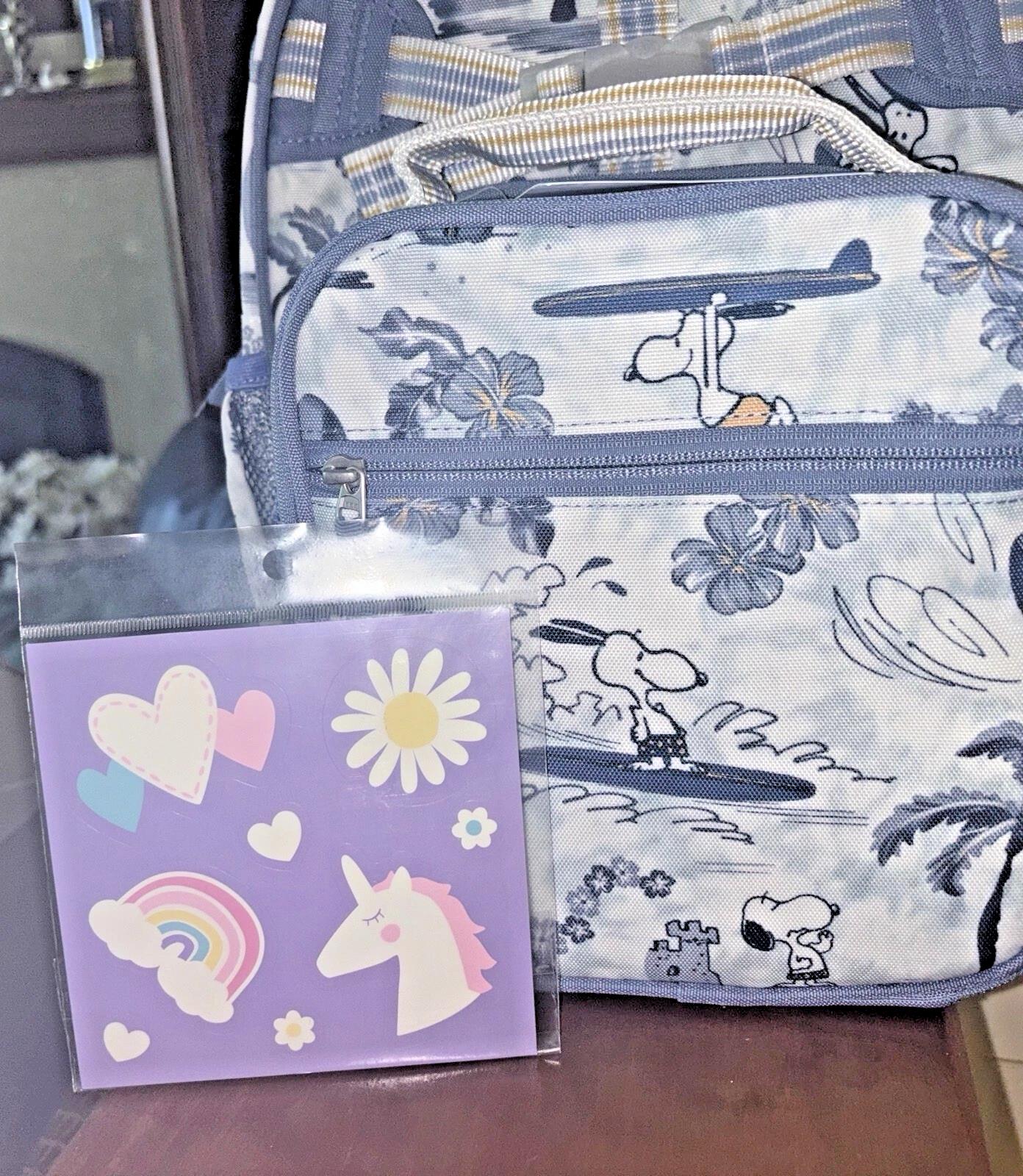 School Pottery barn SNOOPY BACKPACK +LUNCH BOX BAG Peanuts beach travel girl .