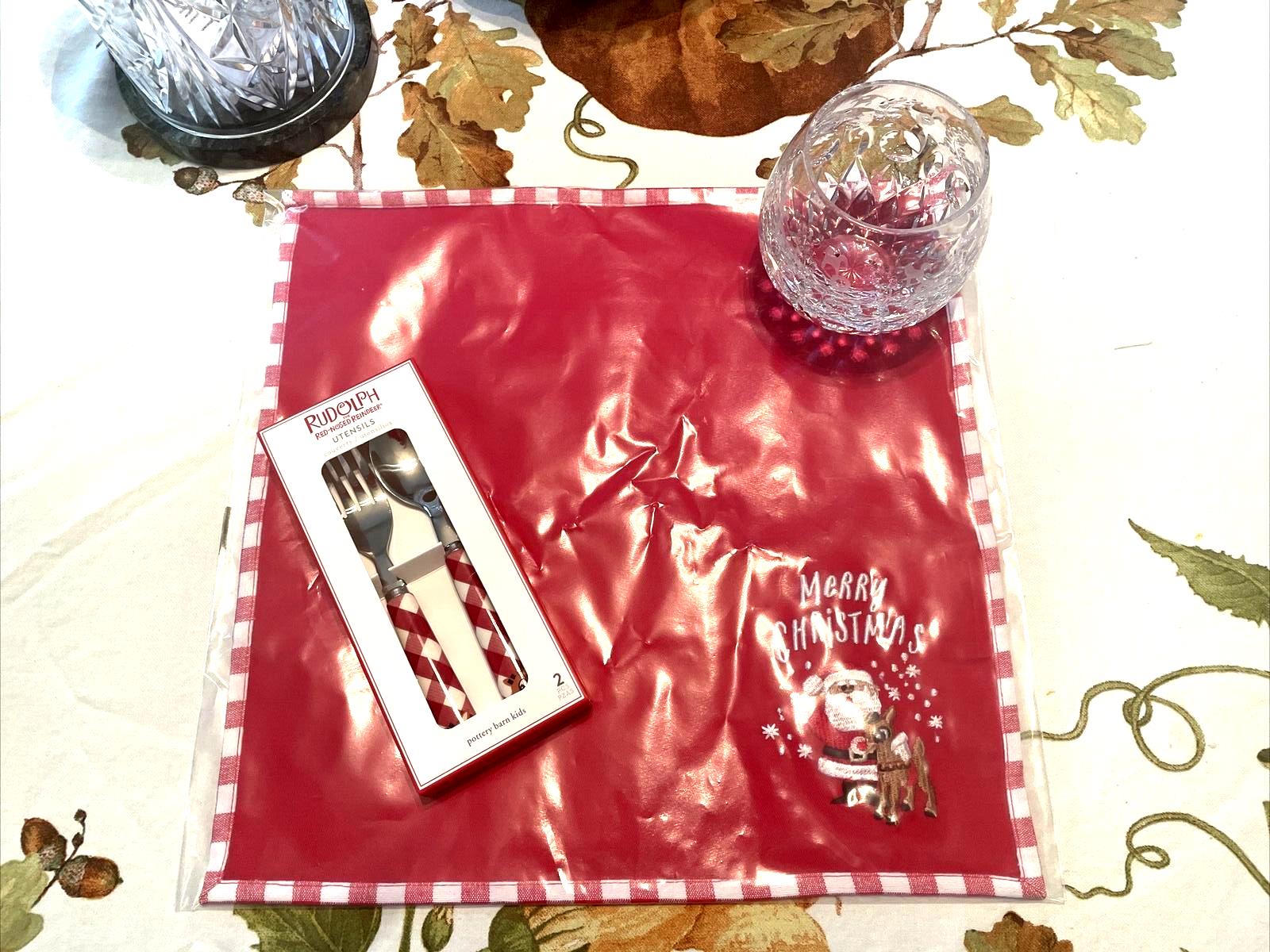 Pottery Barn holiday Rudolph Reindeer Napkin Holiday Christmas party Disney -