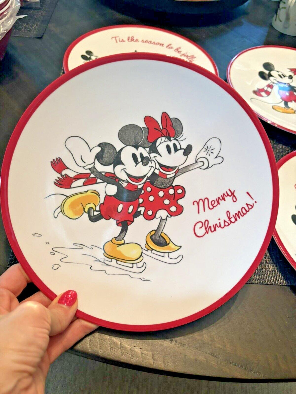 Pottery Barn Holiday Mickey Mouse Christmas Disney Dinner plate Kid party gift